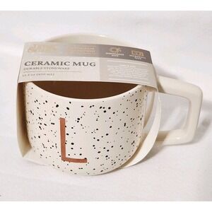 Thyme And Table Monogram Ceramic Mug black splatter RoseGold L